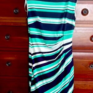Dress Barn Striped Blue, Green and White Dress